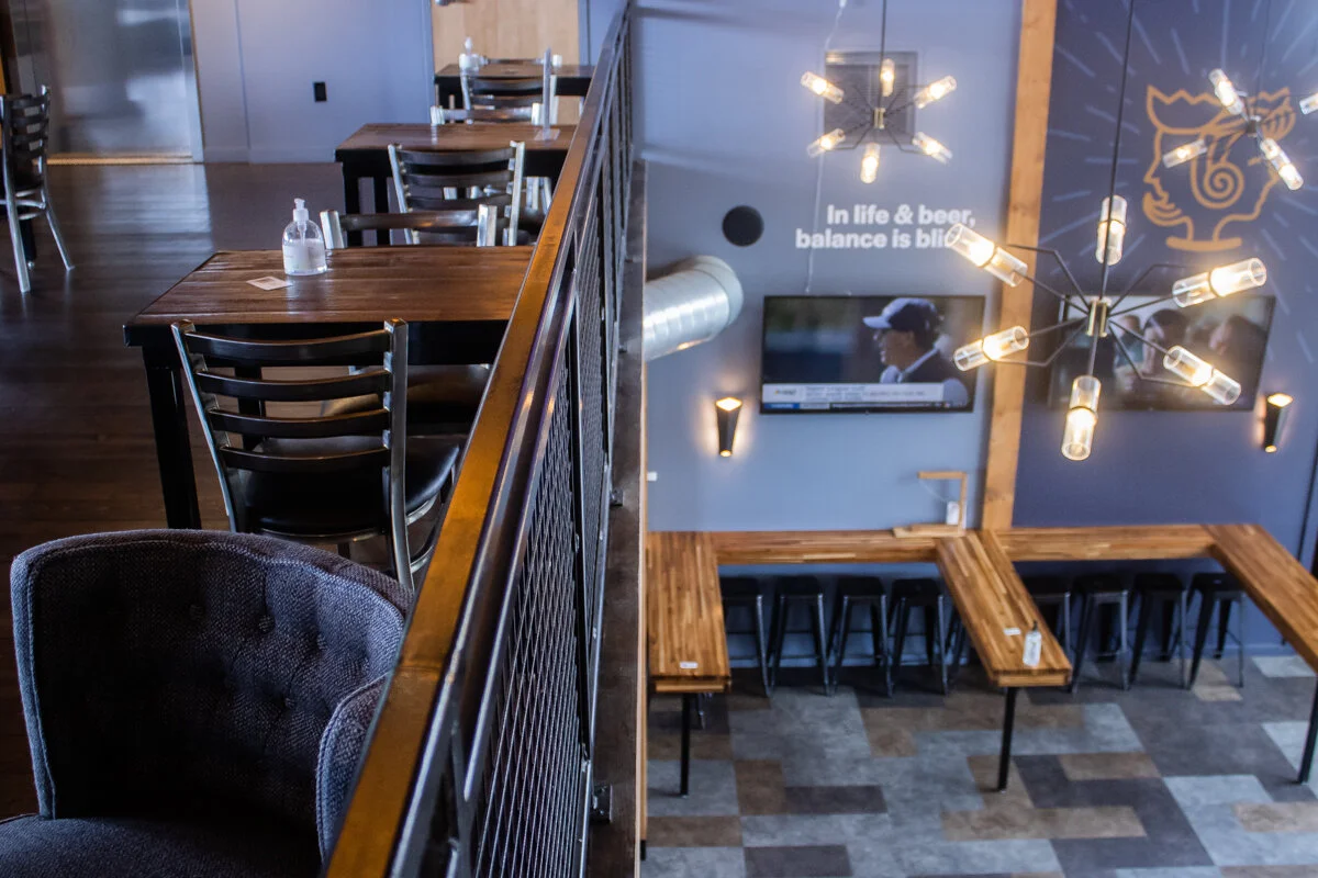 Interior seating area inside Royal Bliss Brewing